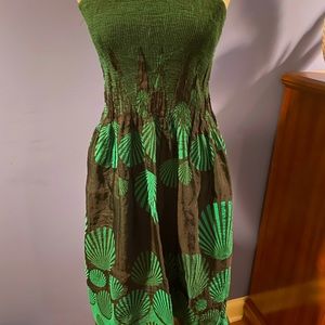 Lapis Black and Green Tube Shell Dress